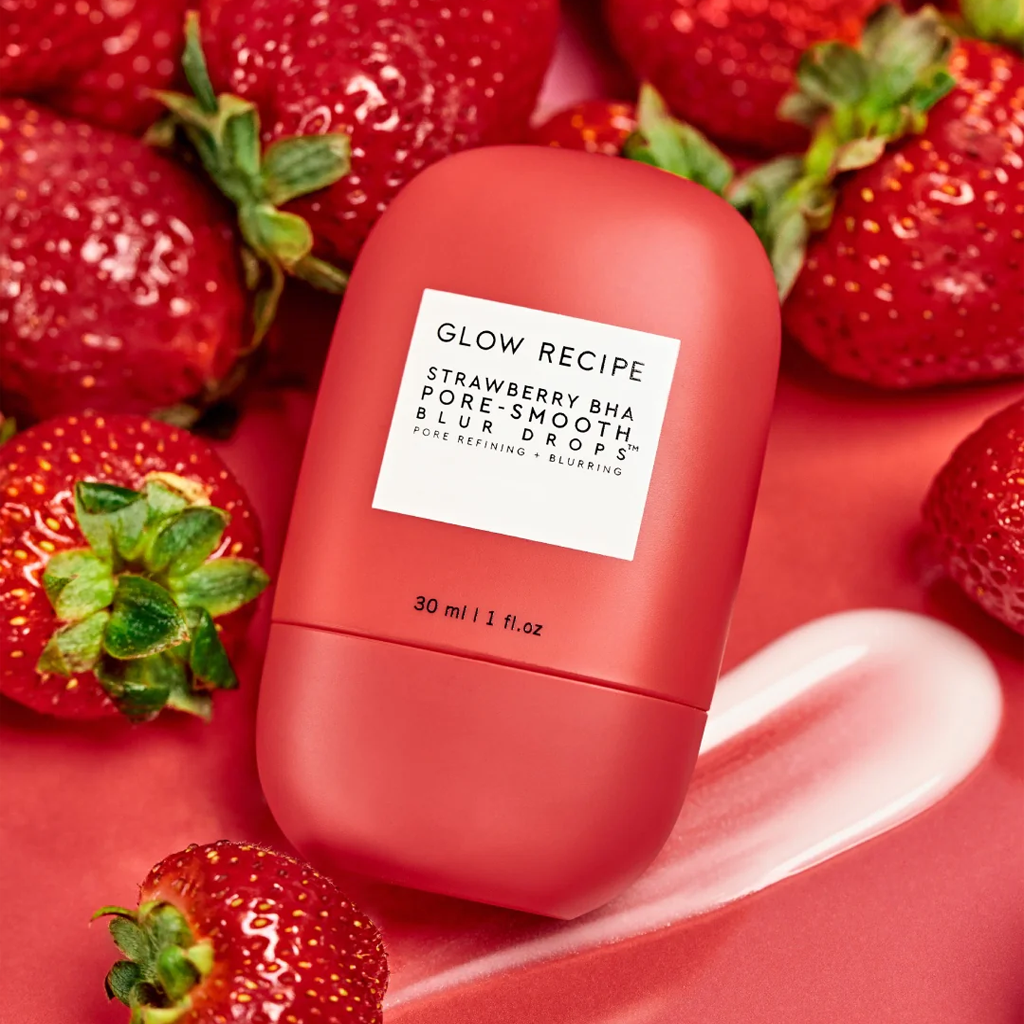 Glow reciepe strawberry aha bha pore smooth blur drops